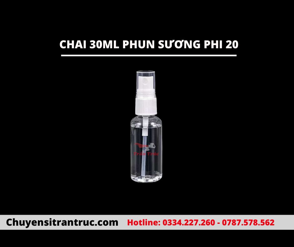 Chai Nhựa PET 30ml Phun Sương Phi 20mm đựng các sản phẩm mỹ phẩm như serum, kem dưỡng, nước hoa, hay dung dịch chăm sóc da.