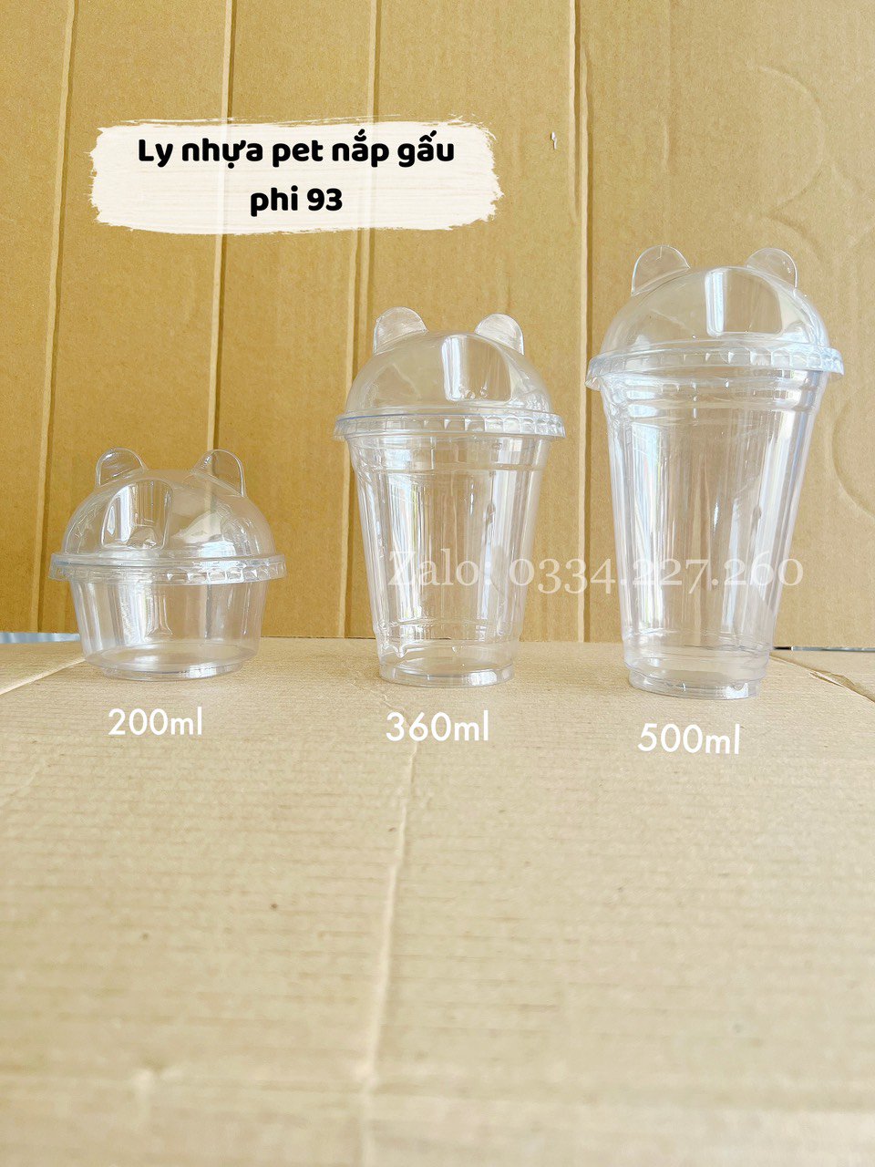 50 Ly(Cốc) Nhựa PET Nắp Gấu 200ml/360ml/500ml Gía rẻ