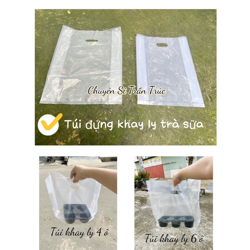 túi đựng ly, túi đựng khay ly, túi đựng khay 4 ô, túi đựng khay 6 ô