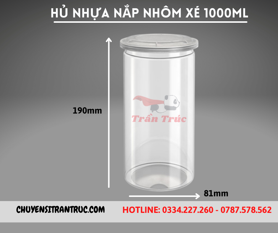 hủ nhựa 1000ml nắp nhôm xé