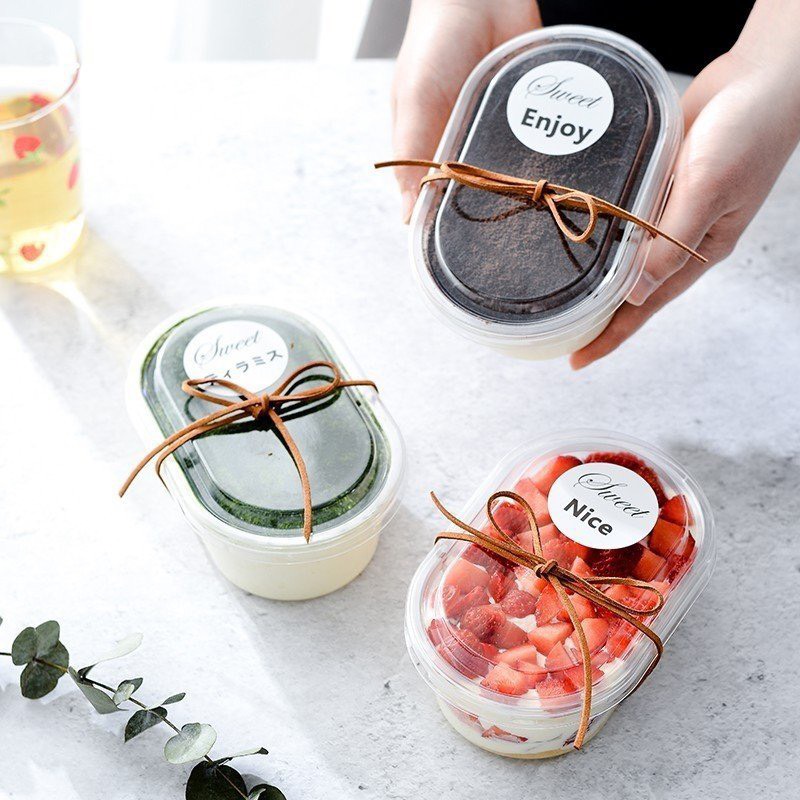 Set 10/20/50 hộp nhựa pet hình chữ nhật XY092 đựng bánh lạnh, tiramisu, mousse, panna cotta