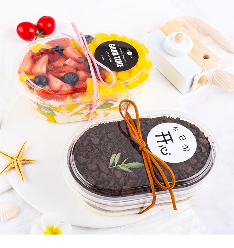 Set 10/20/50 hộp nhựa pet hình chữ nhật XY092 đựng bánh lạnh, tiramisu, mousse, panna cotta