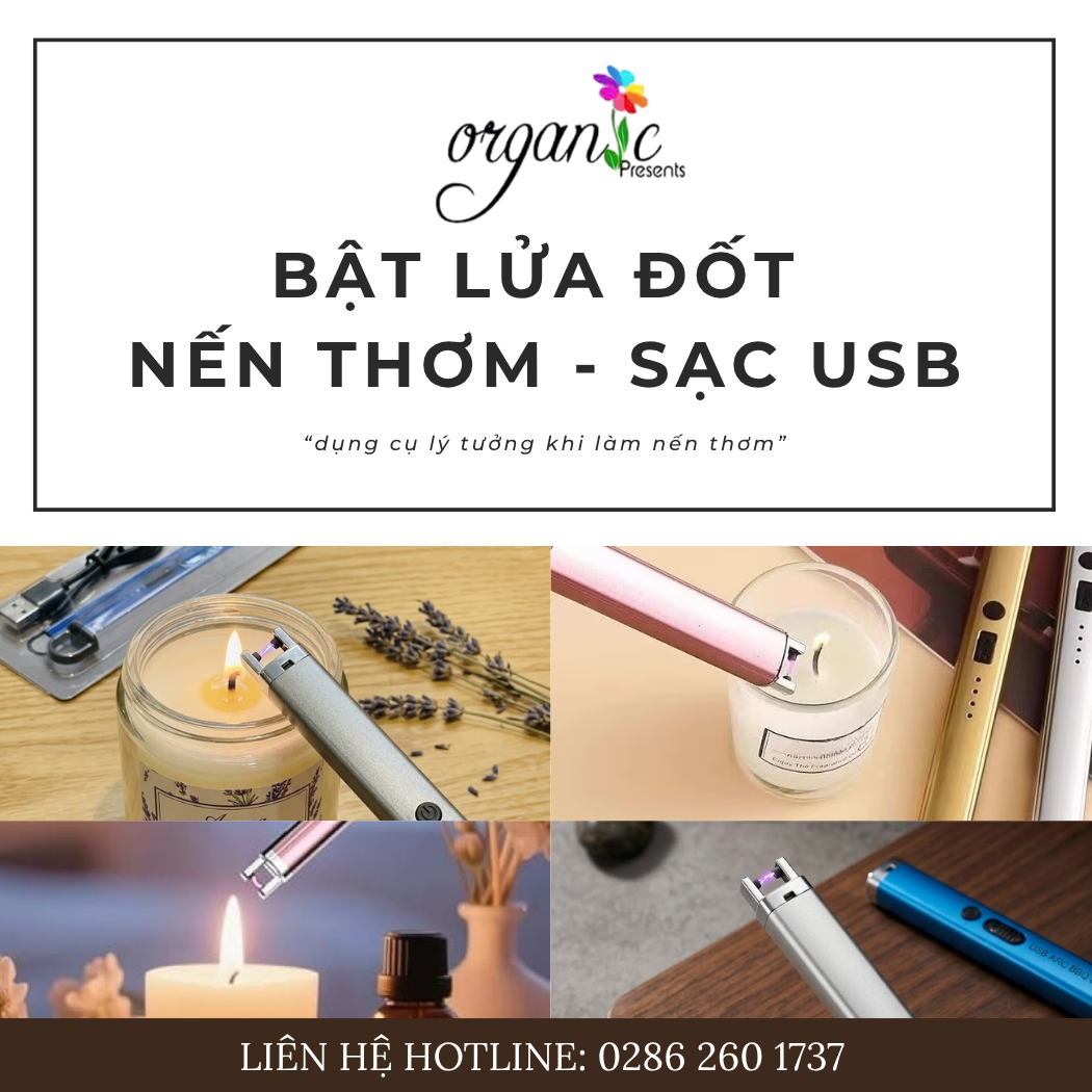 Bật lửa đốt nến thơm sạc usb