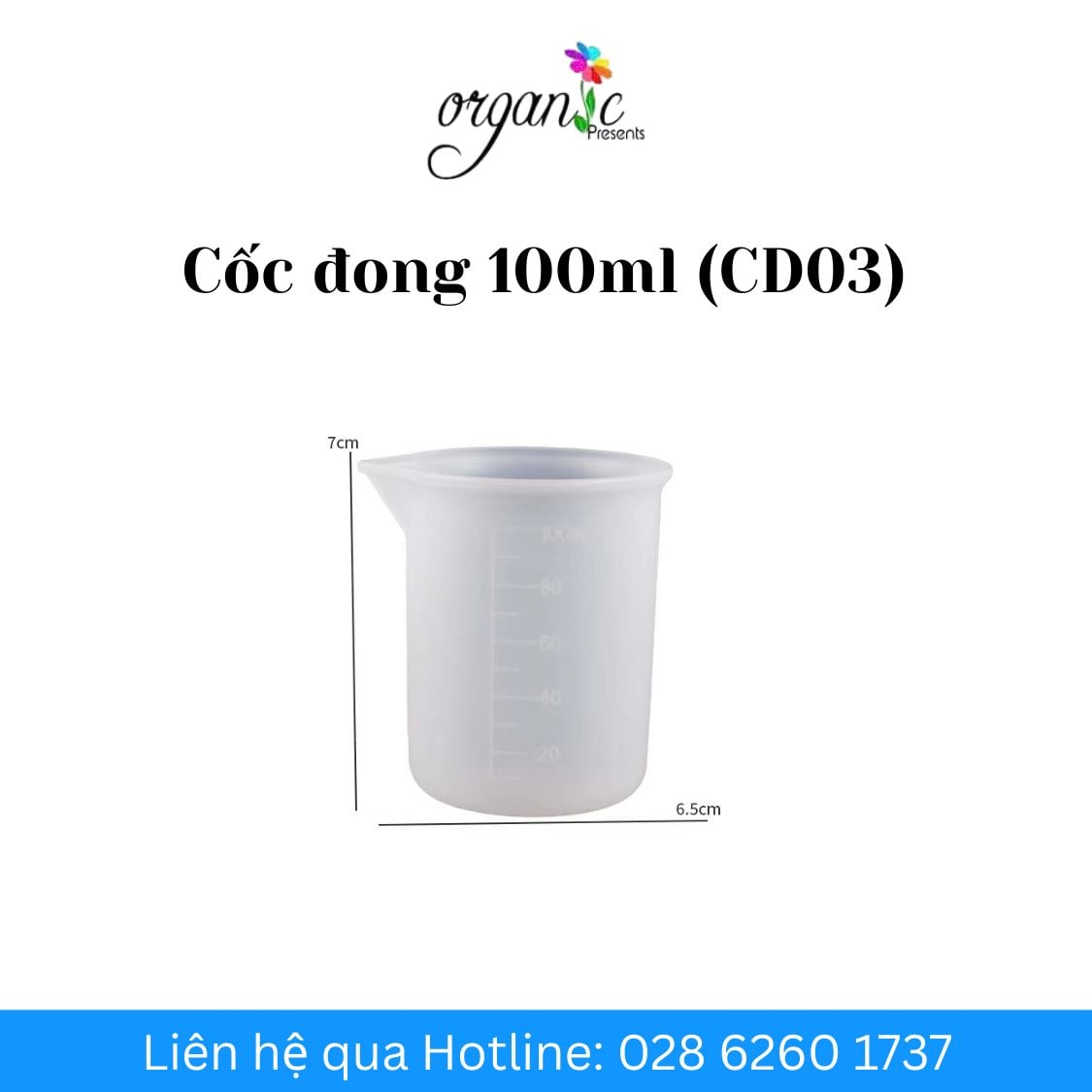 Cốc đong silicon 100ml CD03 chia vạch chống dính