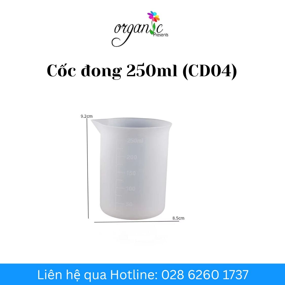 Cốc đong silicon 250ml CD04 chia vạch chống dính