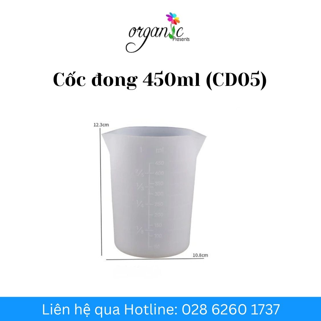 Cốc đong silicon 450ml CD05 chia vạch chống dính