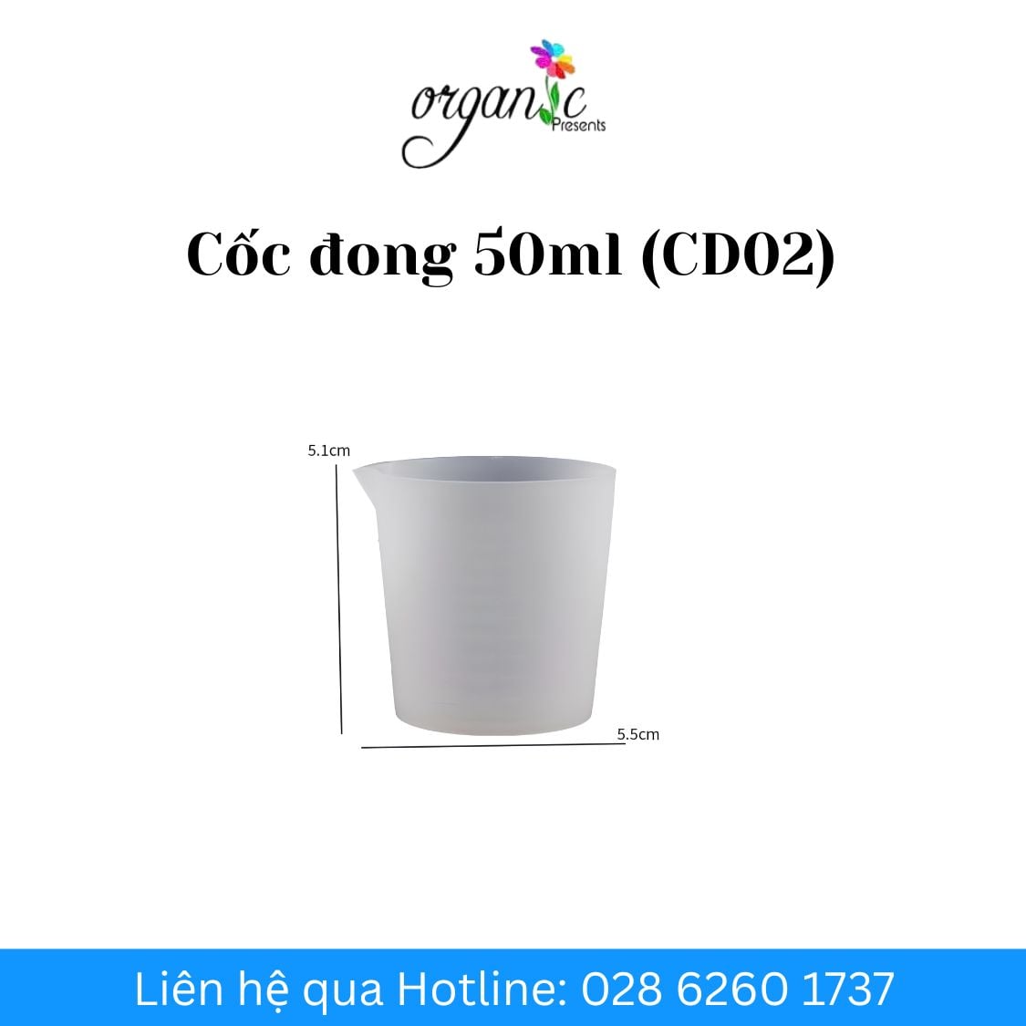 Cốc đong silicon 50ml CD02 chia vạch chống dính