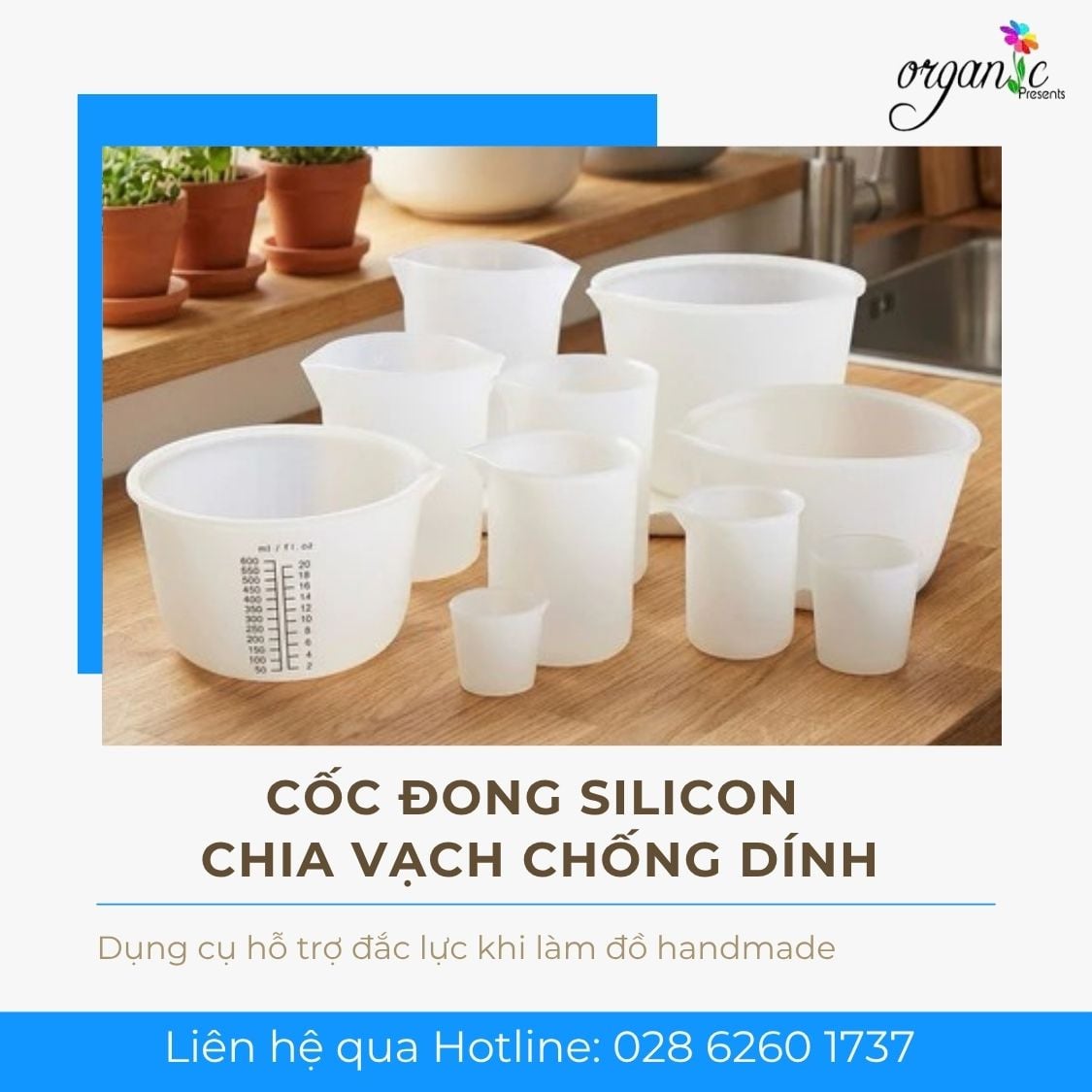 Cốc đong silicon chia vạch chống dính làm đồ handmade đủ size