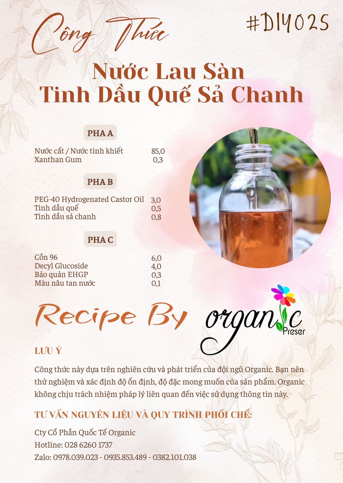 Công thức làm nước lau sàn tinh dầu quế sả chanh giúp nhà cửa thơm sạch chỉ trong một lần lau