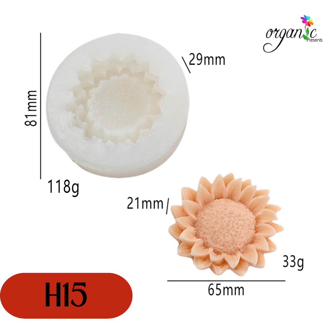 KHUÔN SILICONE HÌNH HOA HƯỚNG DƯƠNG (H15)