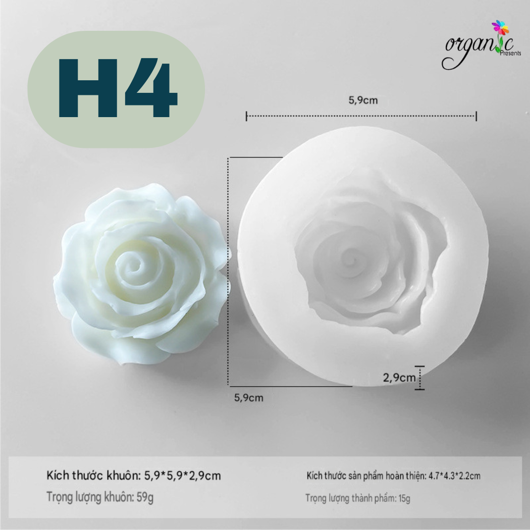 KHUÔN SILICONE HÌNH HOA HỒNG (H4)