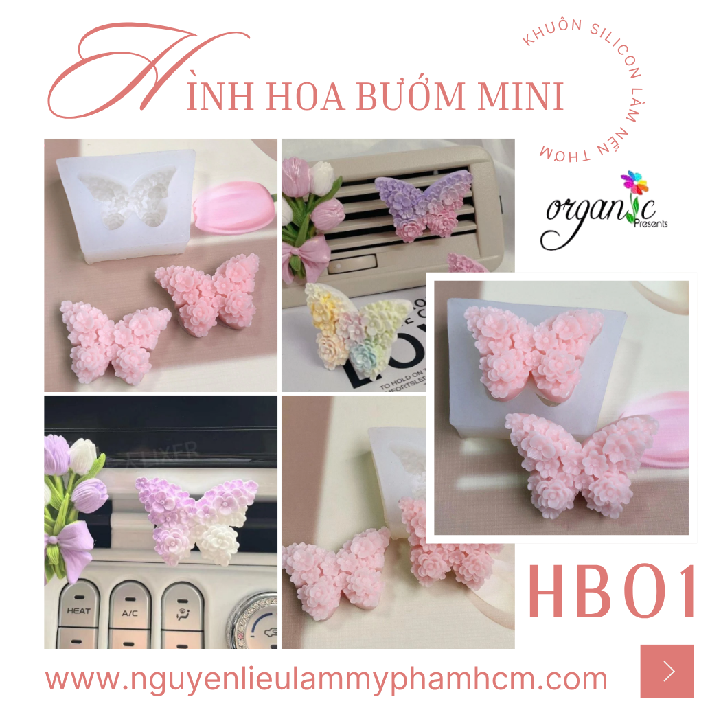 KHUÔN SILICON LÀM NẾN THƠM HÌNH HOA BƯỚM (HB01)