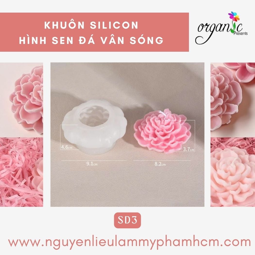 Khuôn silicon làm nến thơm hình hoa sen đá 3 SD3