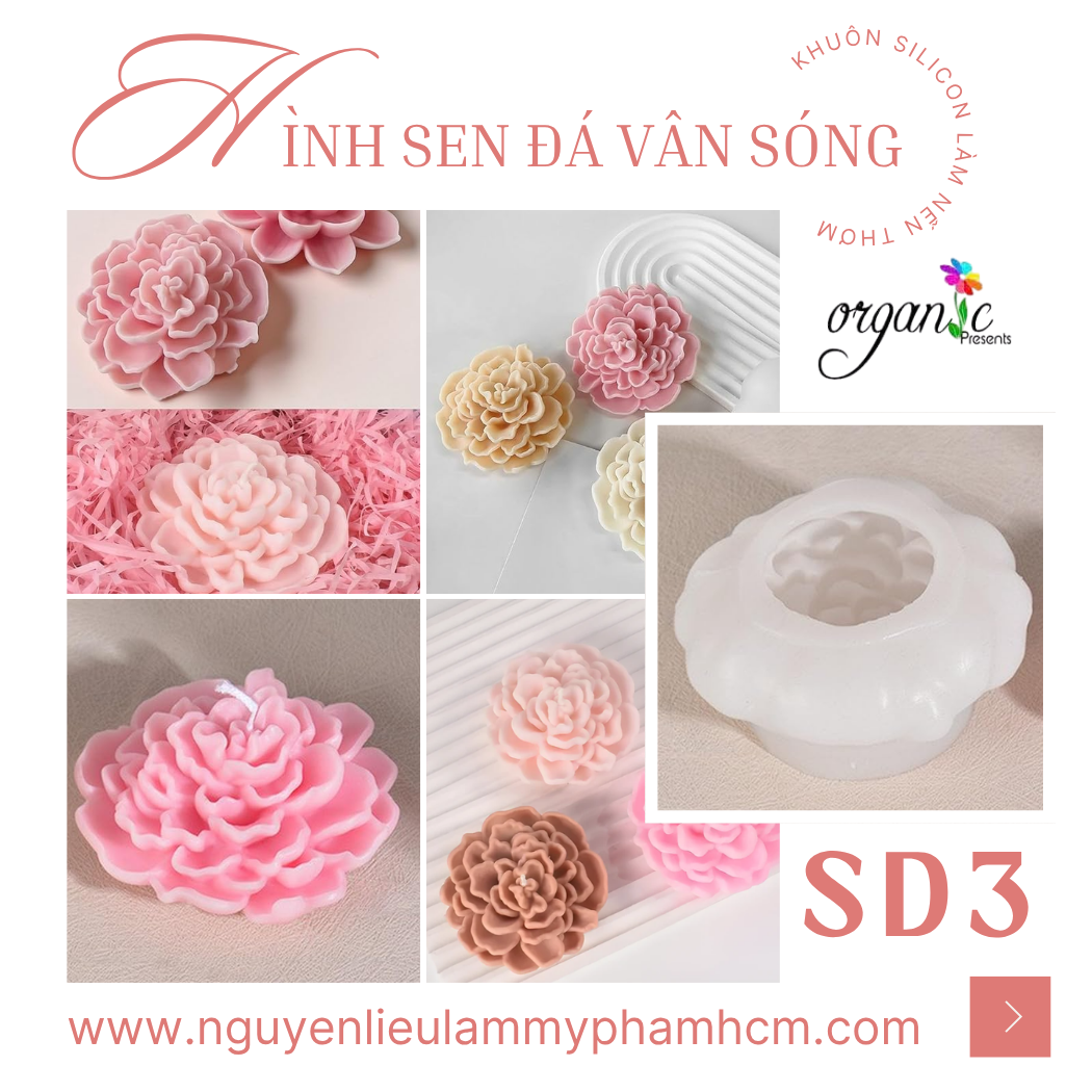 KHUÔN SILICON LÀM NẾN THƠM HÌNH HOA SEN ĐÁ 3 (SD3)
