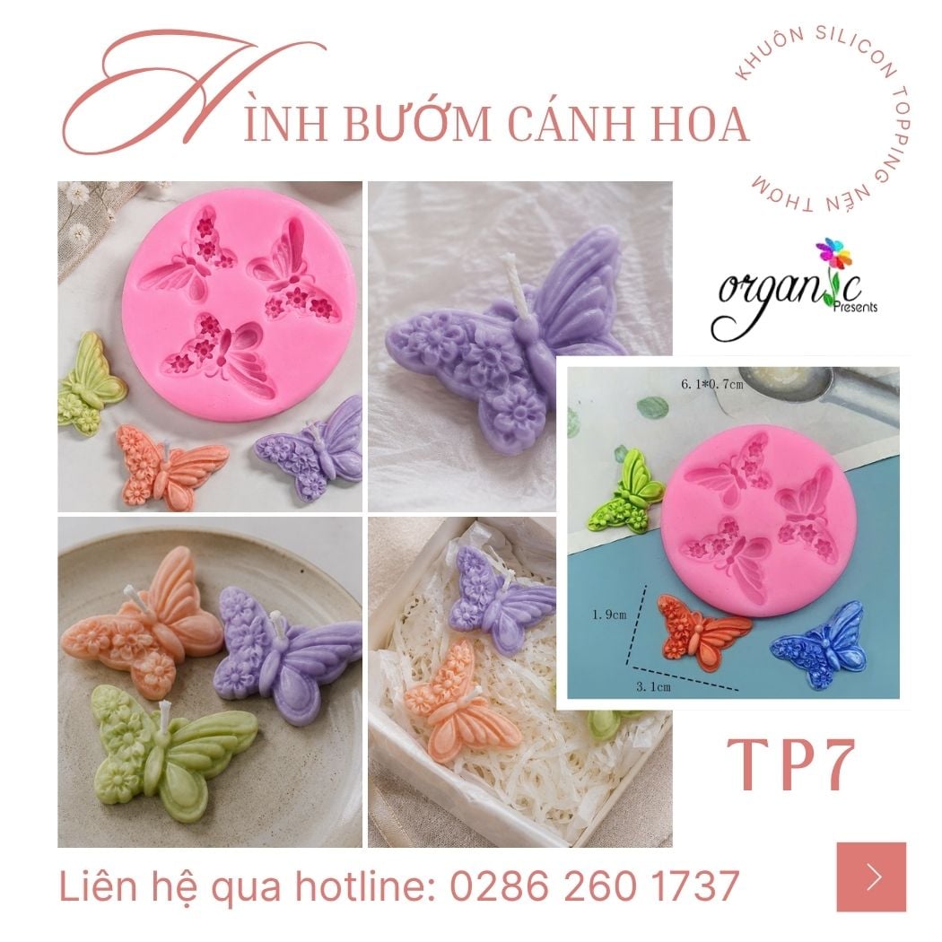 Khuôn silicon topping hình bướm cánh hoa TP7
