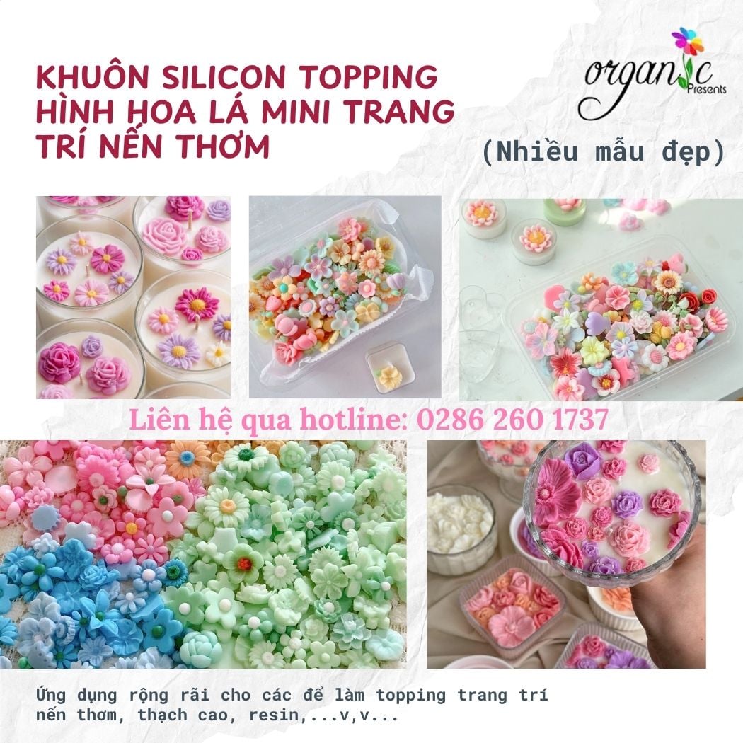 Khuôn silicon topping hình hoa lá mini trang trí nến thơm
