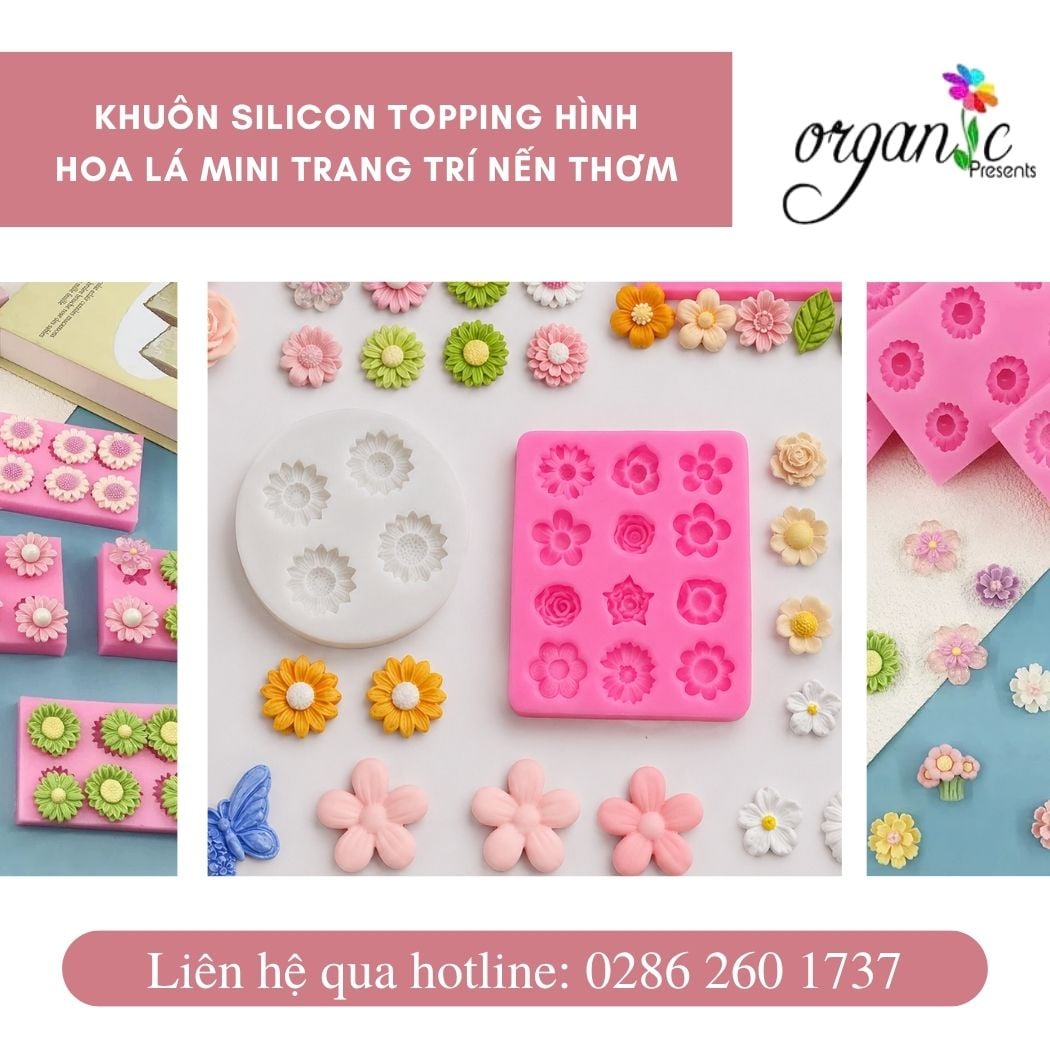 Khuôn silicon topping hình hoa lá mini trang trí nến thơm