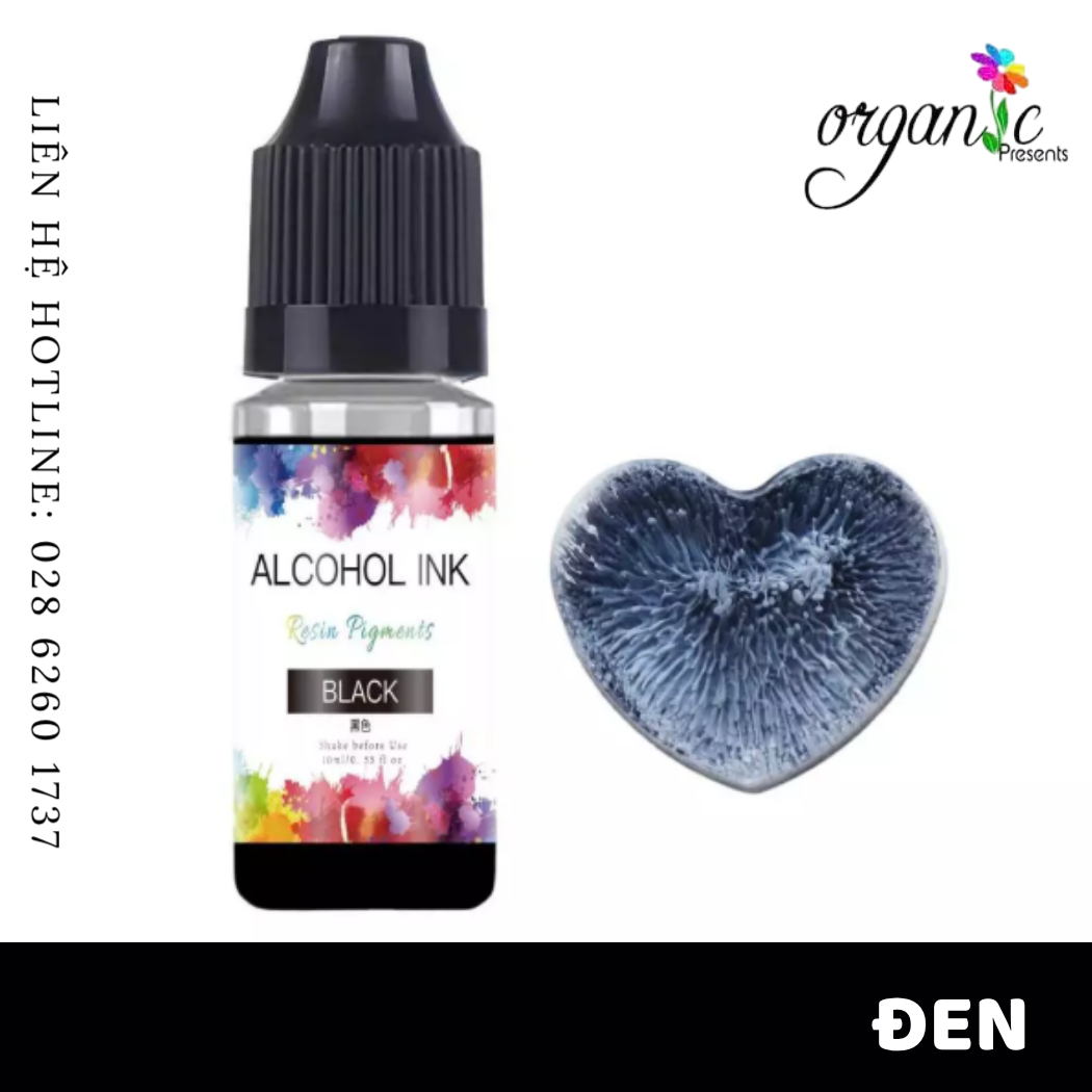 Màu alcohol ink pha resin tạo hiệu ứng loang màu 3d nghệ thuật màu đen black