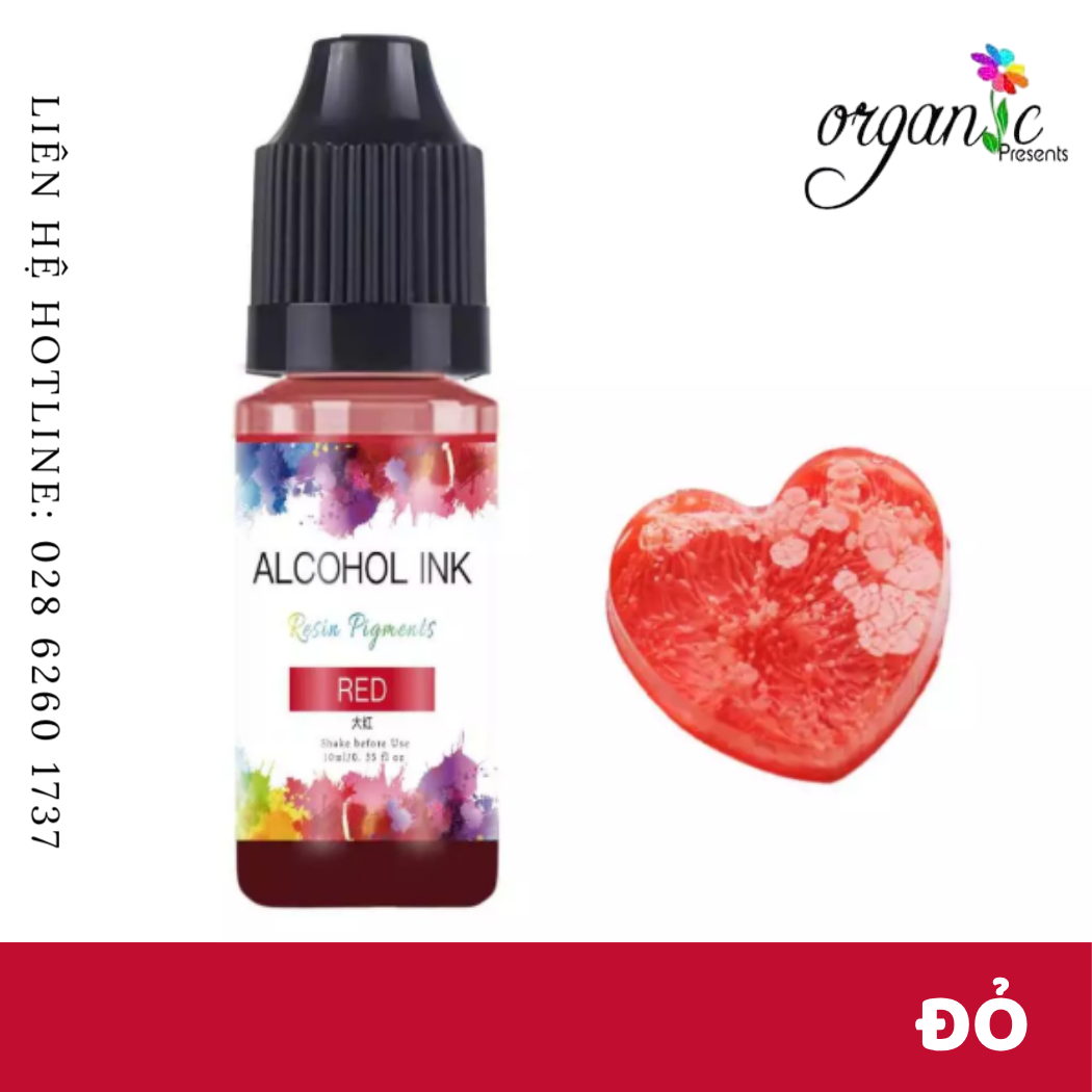 Màu alcohol ink pha resin tạo hiệu ứng loang màu 3d nghệ thuật màu đỏ red
