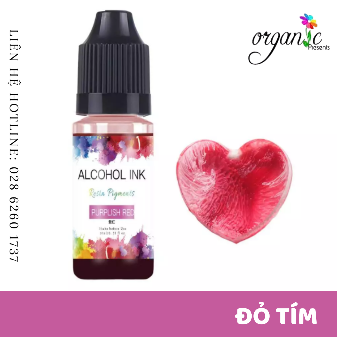 Màu alcohol ink pha resin tạo hiệu ứng loang màu 3d nghệ thuật màu đỏ tím purplish red