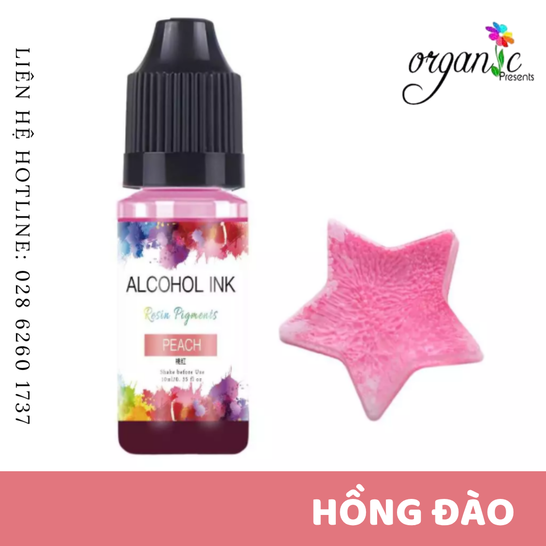 Màu alcohol ink pha resin tạo hiệu ứng loang màu 3d nghệ thuật màu hồng đào peach