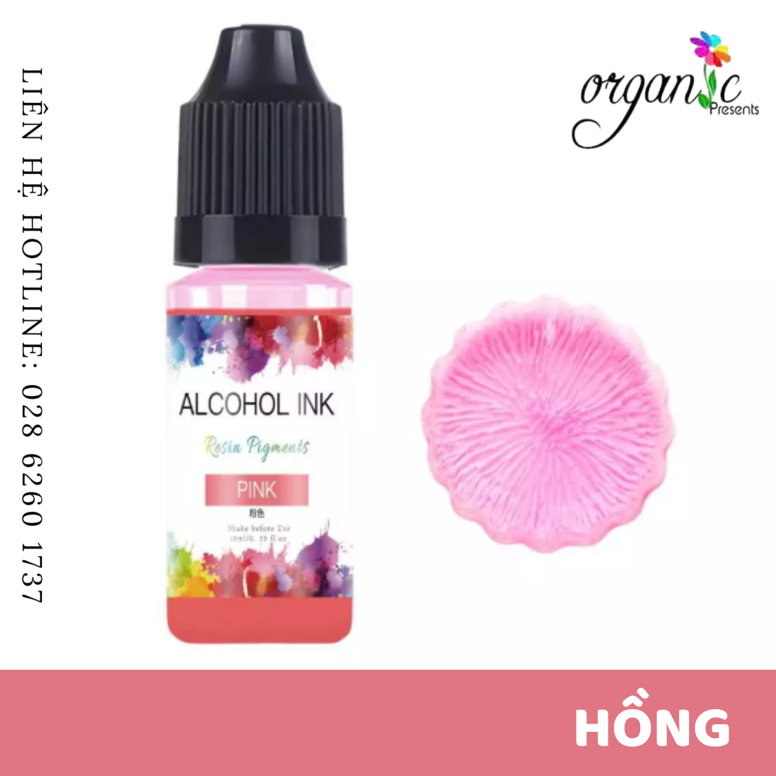 Màu alcohol ink pha resin tạo hiệu ứng loang màu 3d nghệ thuật màu hồng pink