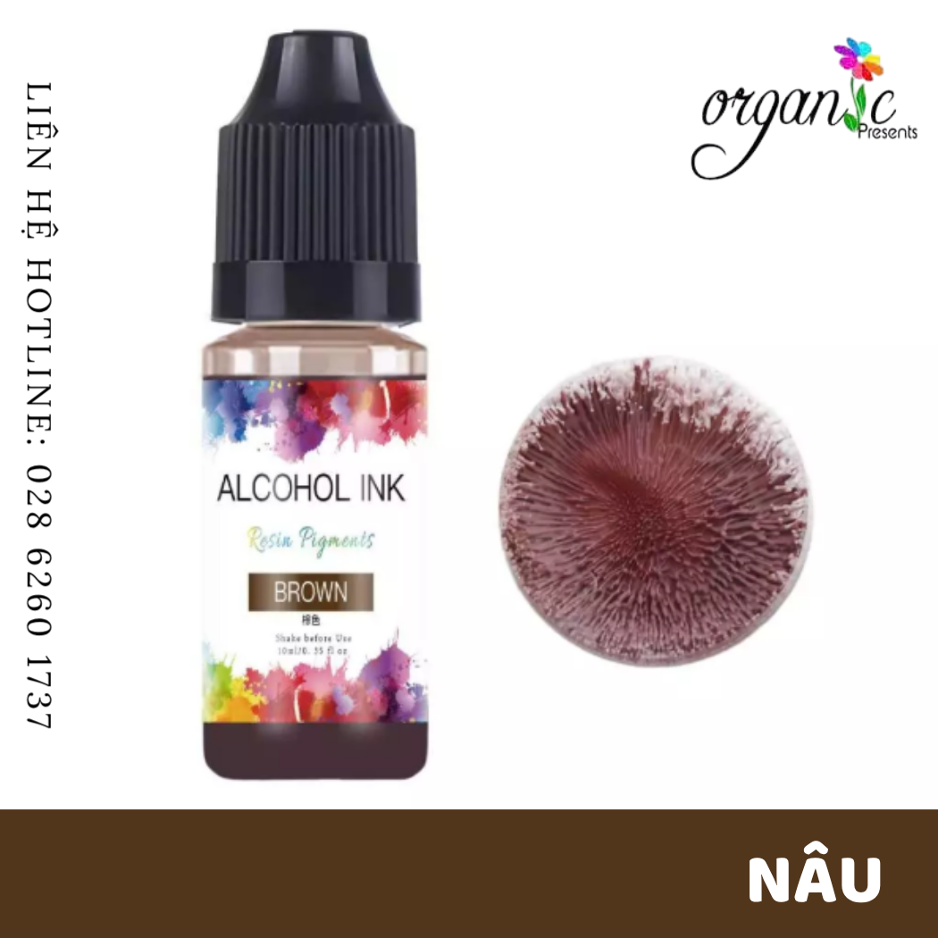 Màu alcohol ink pha resin tạo hiệu ứng loang màu 3d nghệ thuật màu nâu brown