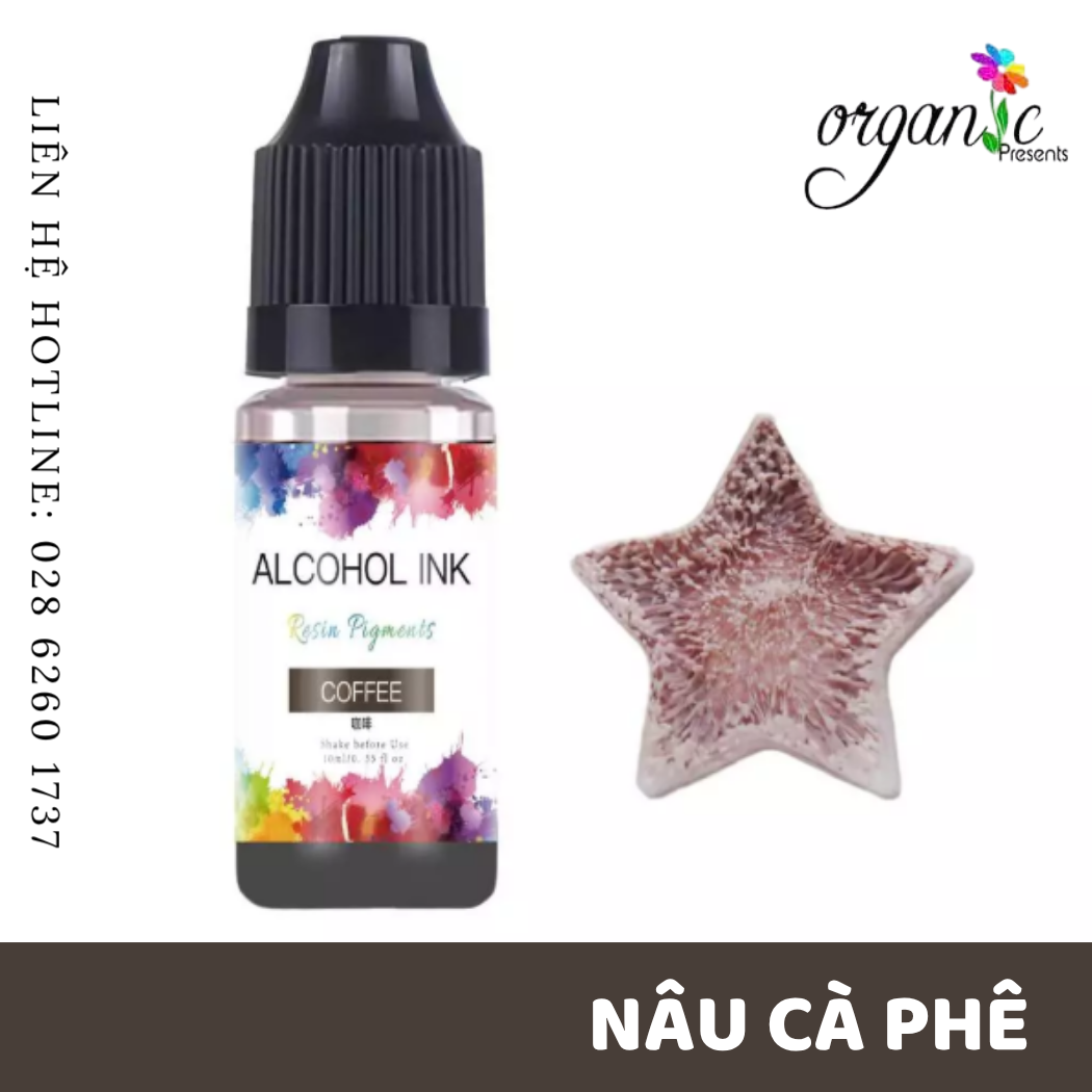 Màu alcohol ink pha resin tạo hiệu ứng loang màu 3d nghệ thuật màu nâu cà phê coffee
