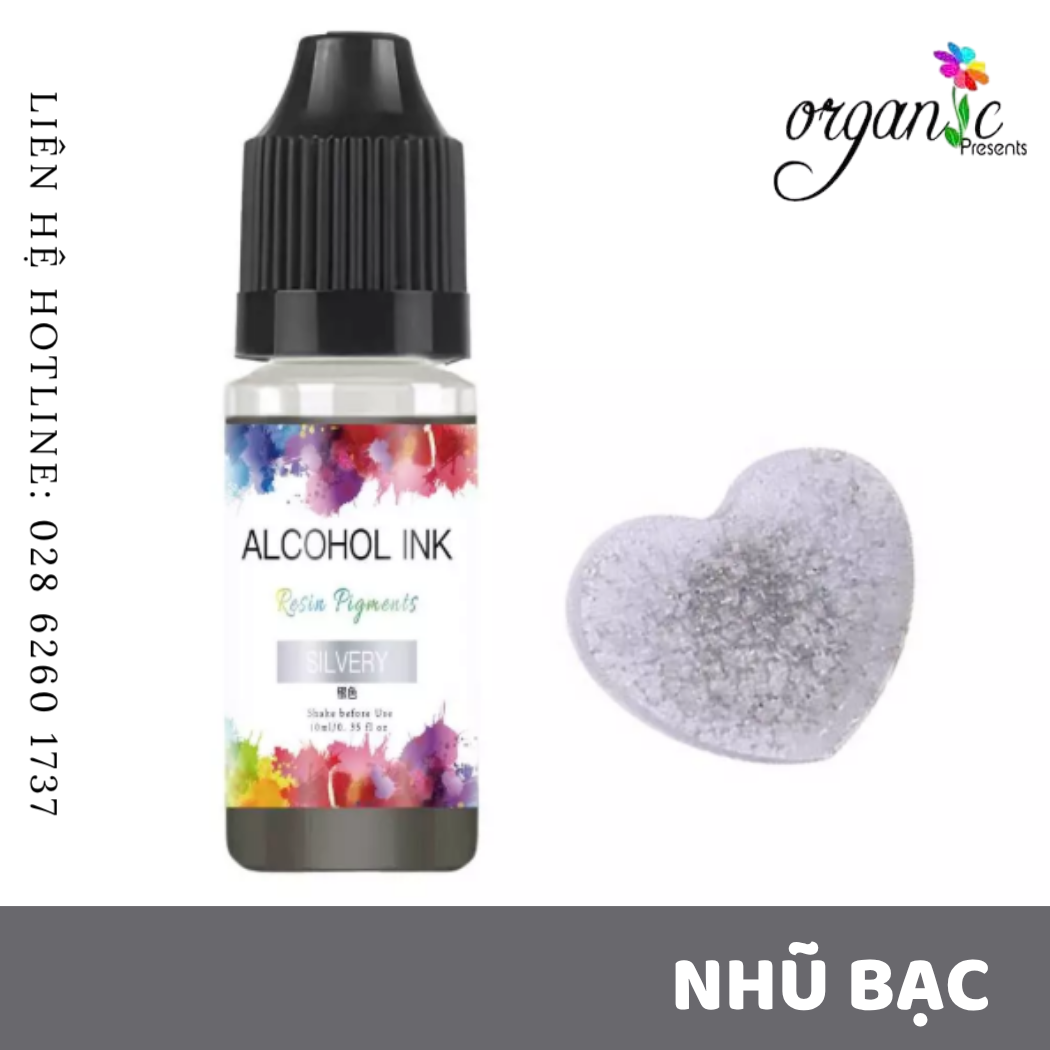 Màu alcohol ink pha resin tạo hiệu ứng loang màu 3d nghệ thuật màu nhũ bạc silvery