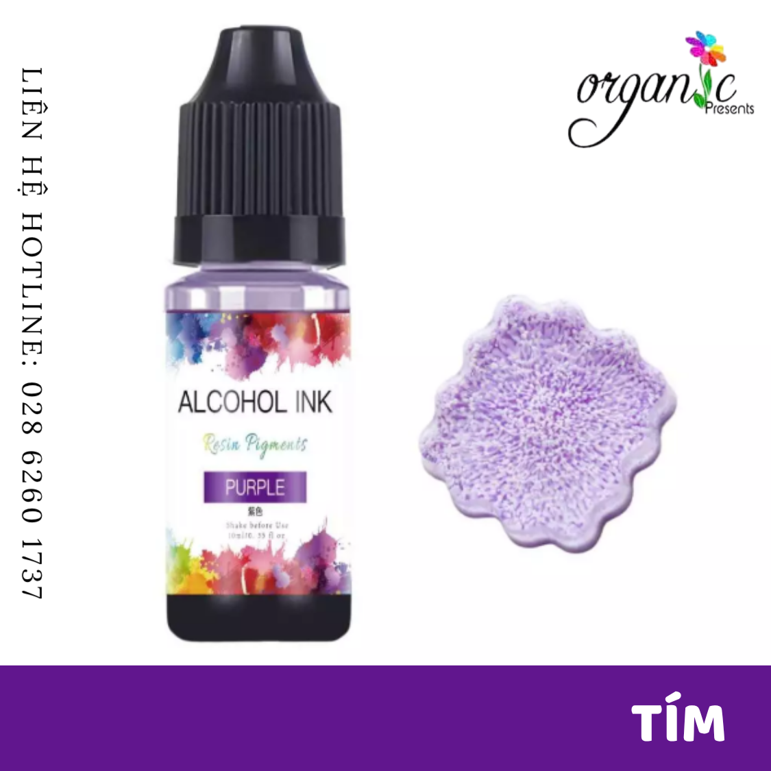 Màu alcohol ink pha resin tạo hiệu ứng loang màu 3d nghệ thuật màu tím purple