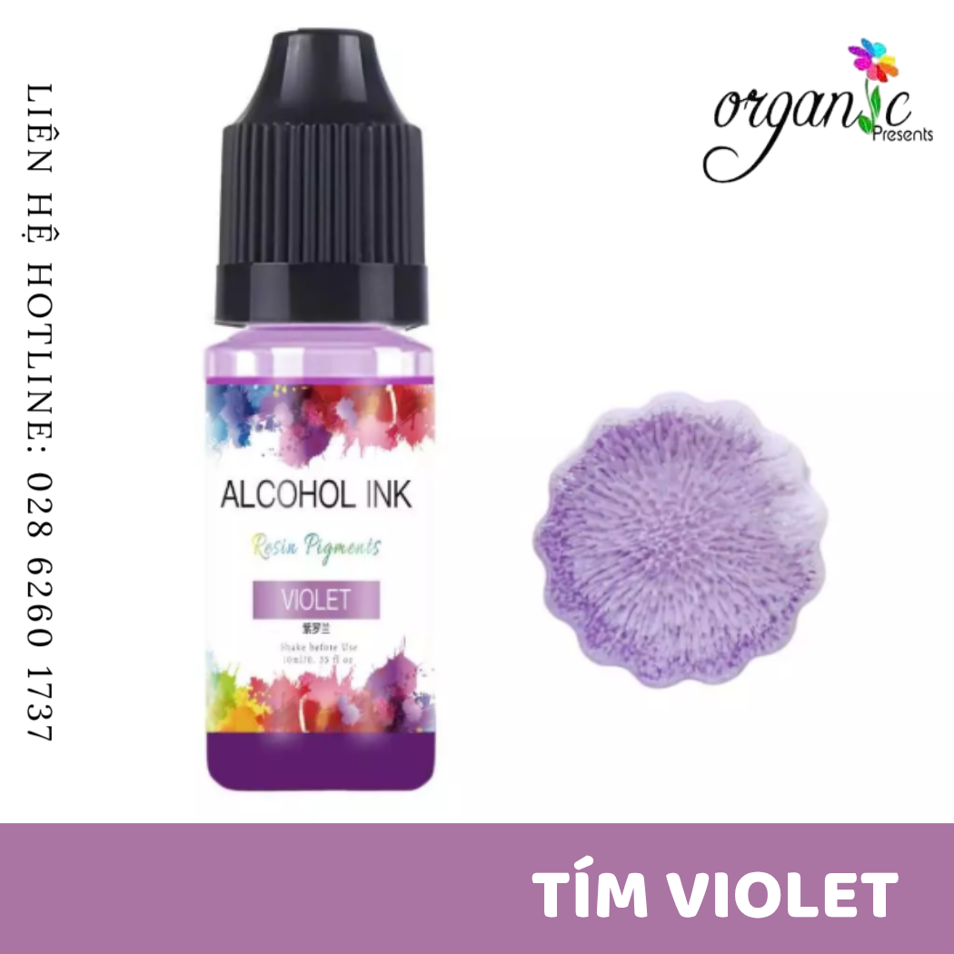 Màu alcohol ink pha resin tạo hiệu ứng loang màu 3d nghệ thuật màu tím violet