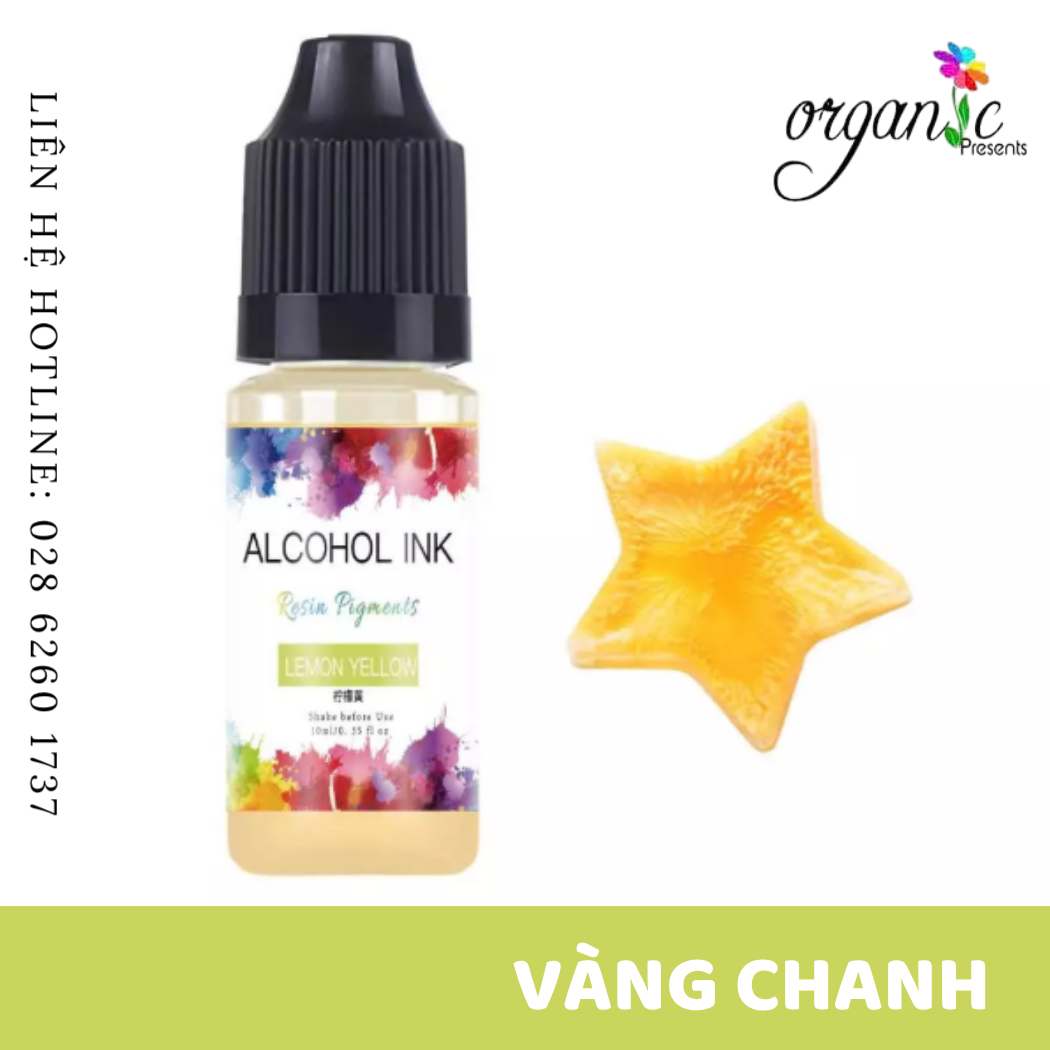 Màu alcohol ink pha resin tạo hiệu ứng loang màu 3d nghệ thuật màu vàng chanh lemon yellow