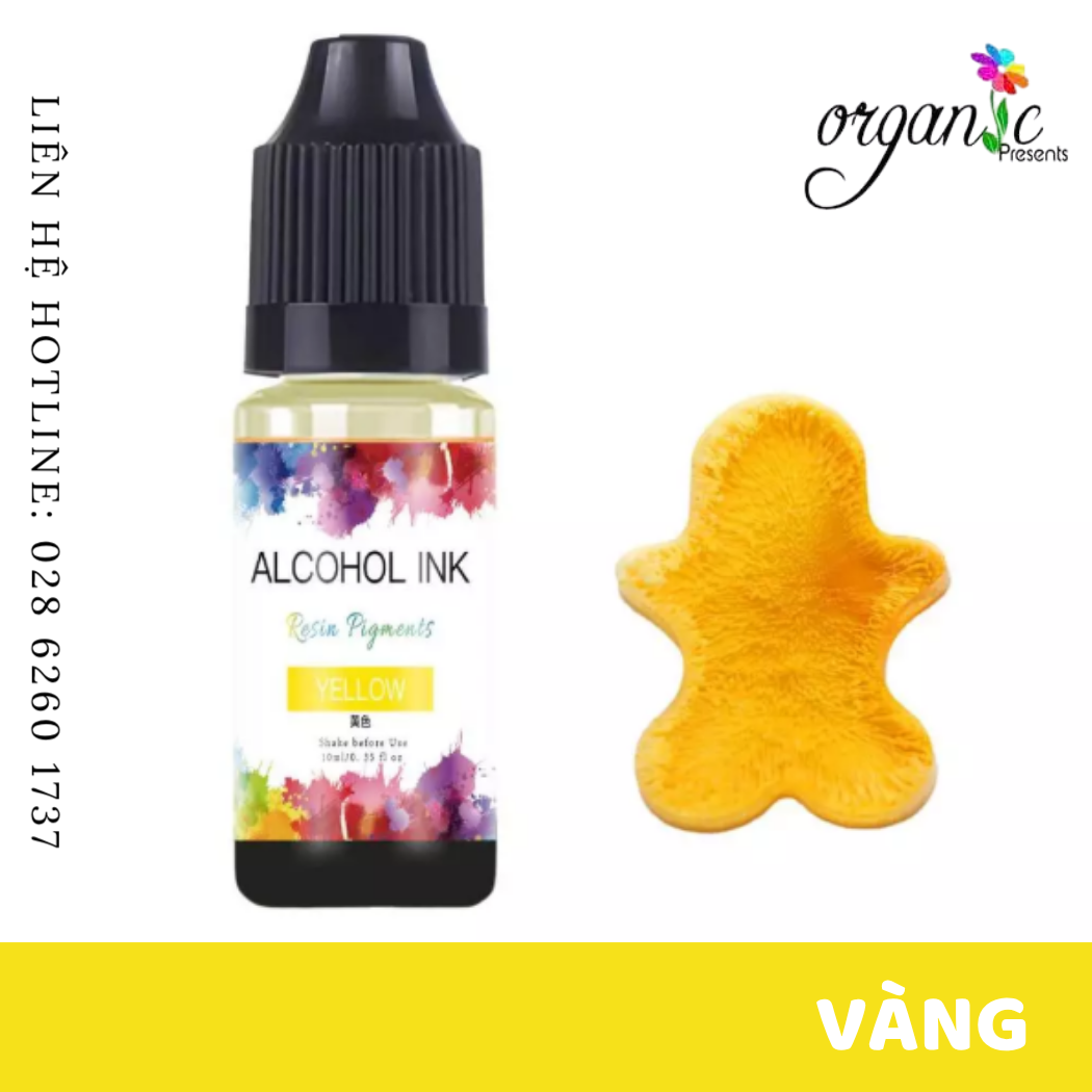 Màu alcohol ink pha resin tạo hiệu ứng loang màu 3d nghệ thuật màu vàng yellow