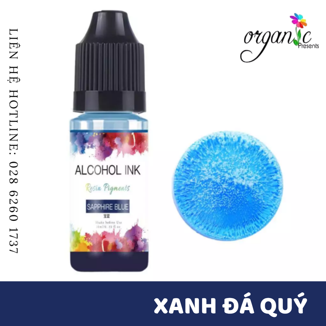Màu alcohol ink pha resin tạo hiệu ứng loang màu 3d nghệ thuật màu xanh đá quý sapphire blue
