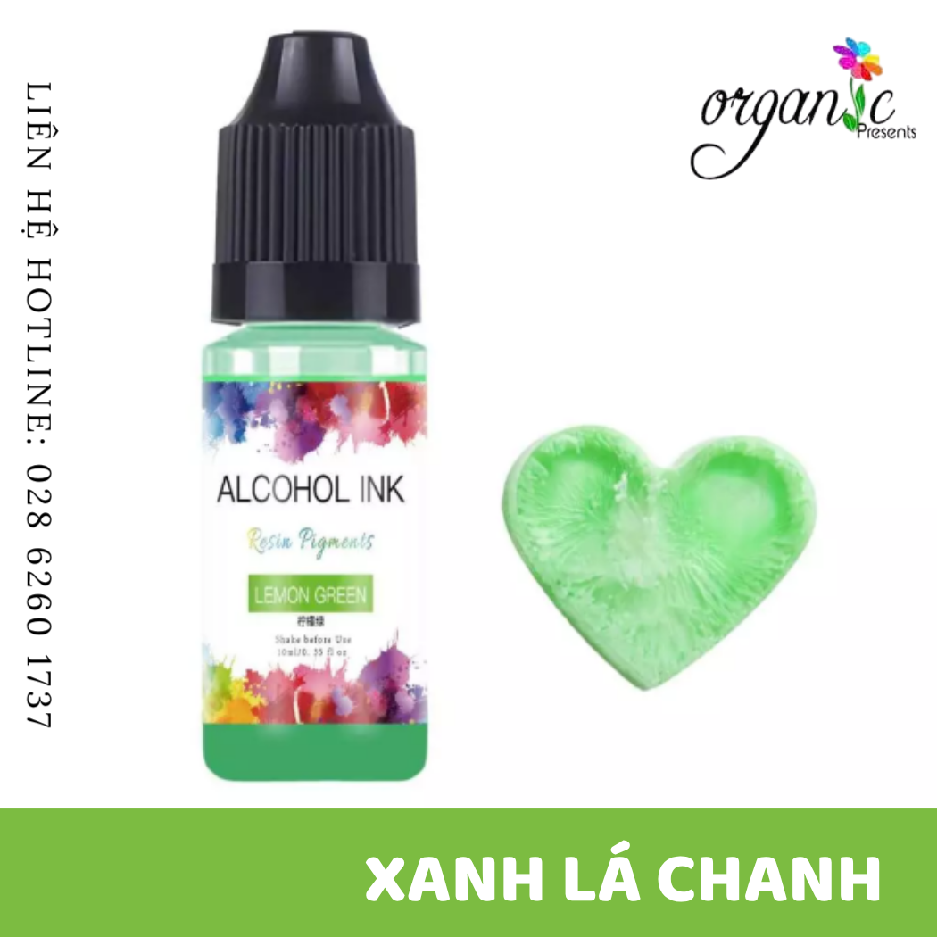 Màu alcohol ink pha resin tạo hiệu ứng loang màu 3d nghệ thuật màu xanh lá chanh lemon green