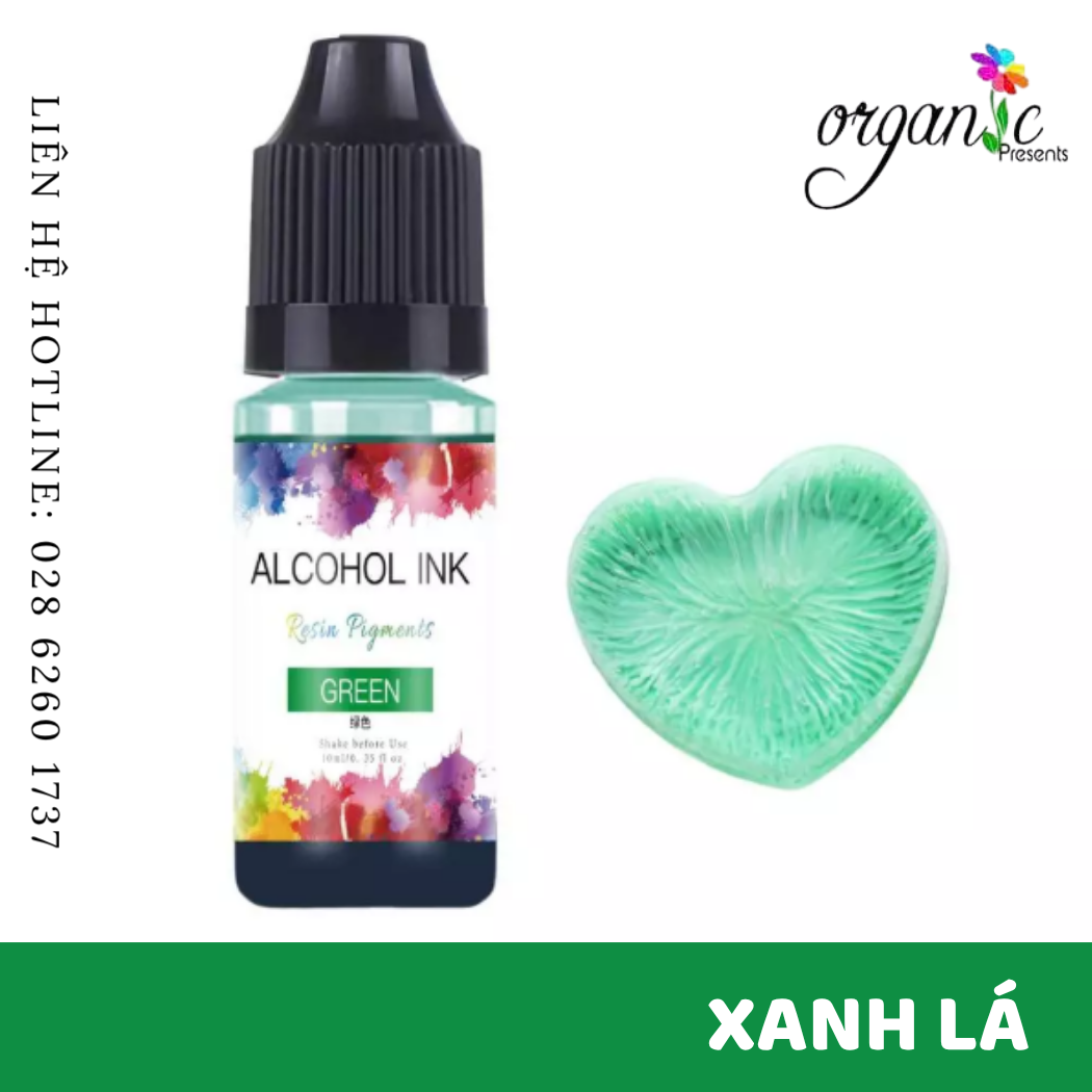 Màu alcohol ink pha resin tạo hiệu ứng loang màu 3d nghệ thuật màu xanh lá green