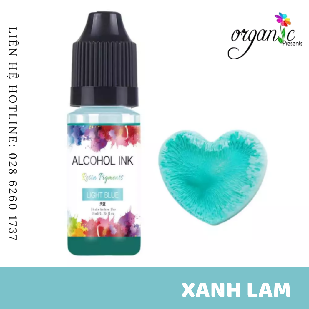 Màu alcohol ink pha resin tạo hiệu ứng loang màu 3d nghệ thuật màu xanh lam light blue