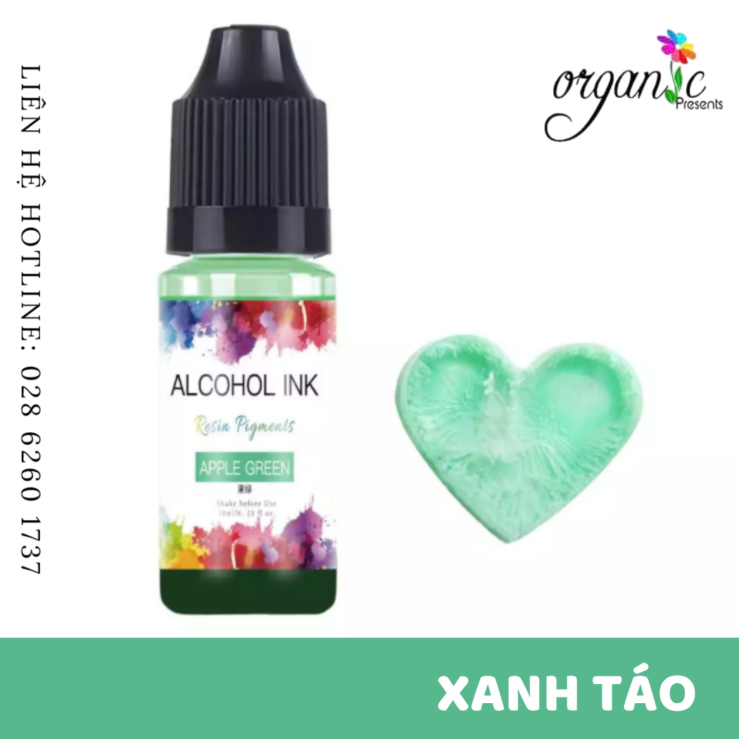 Màu alcohol ink pha resin tạo hiệu ứng loang màu 3d nghệ thuật màu xanh táo apple green