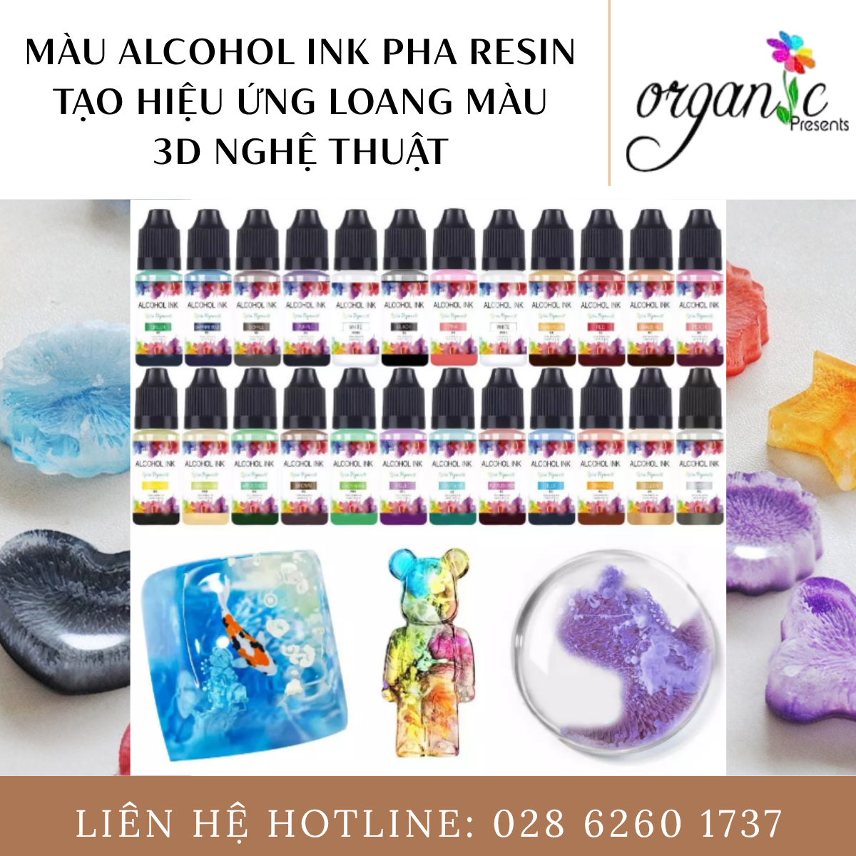 Màu alcohol ink pha resin tạo hiệu ứng loang màu 3d nghệ thuật