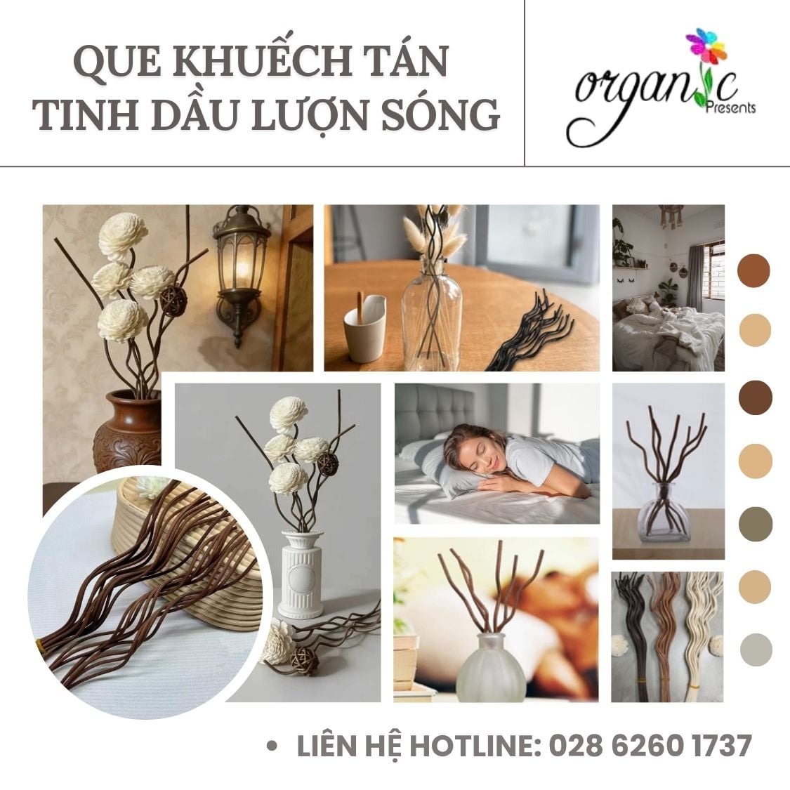 Que khuếch tán tinh dầu lượn sóng 3 màu