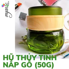HŨ KEM DƯỠNG THỦY TINH NẮP GỖ 50G
