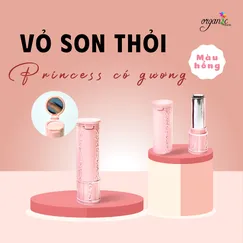 VỎ SON THỎI PRINCESS CÓ GƯƠNG (MÀU TÍM/ HỒNG/ KEM/ TRẮNG)