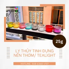 LY THỦY TINH ĐỰNG NẾN THƠM / TEALIGHT 25G (8 MÀU)
