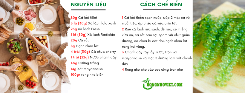 Cách chế biến salad rong nho kèm cá hồi xốt chanh dây Cách chế biến salad rong nho kèm cá hồi xốt chanh dây