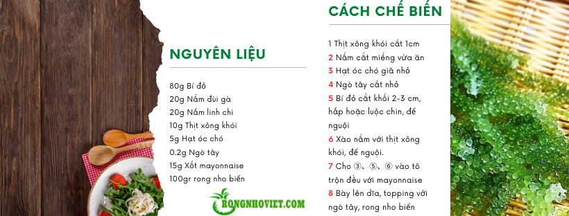 Chế biến salad rong nho bí đỏ và hạt óc chó Chế biến salad rong nho bí đỏ và hạt óc chó