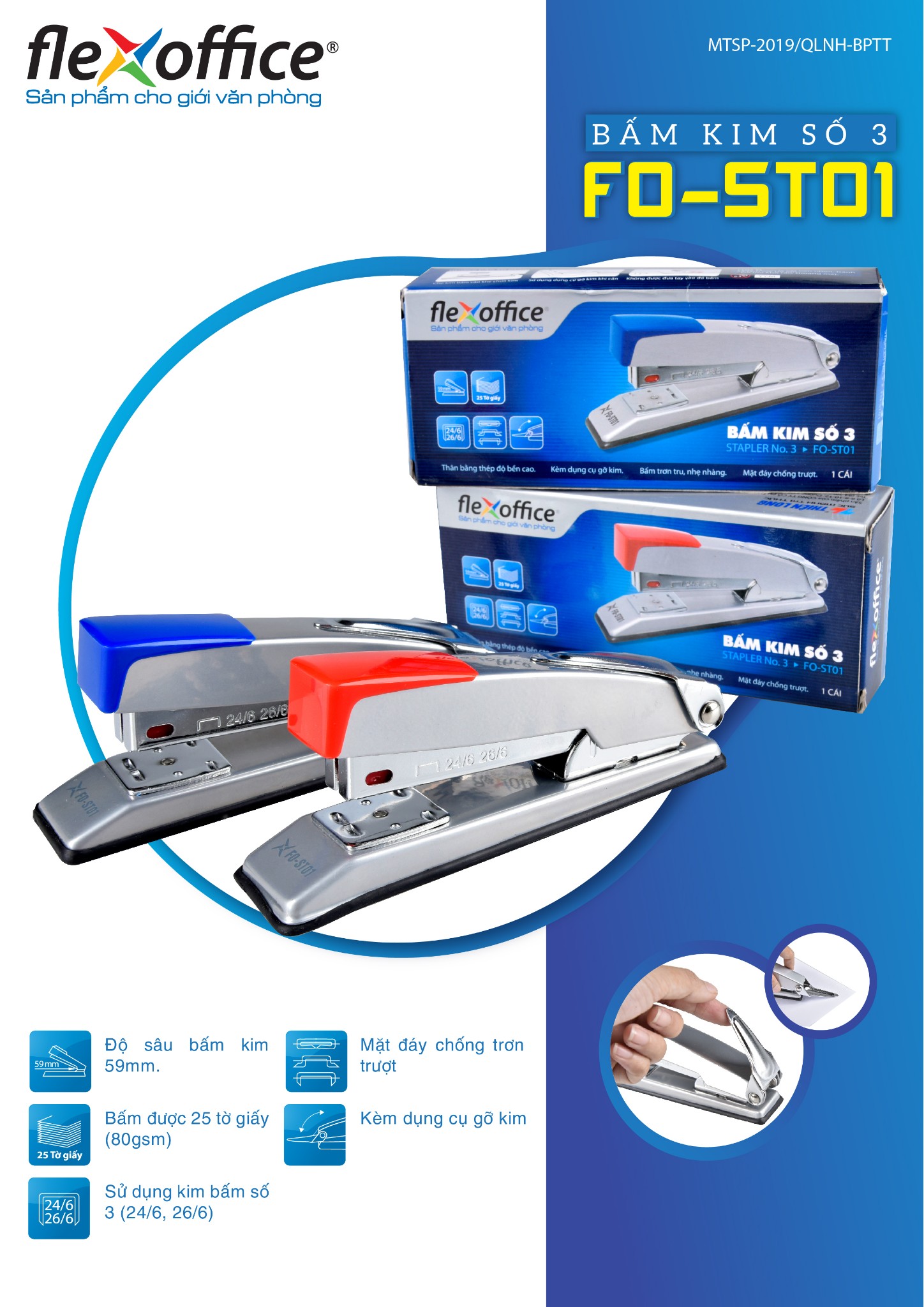 Bấm kim số 3 Flexoffice FO-ST01