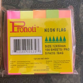 Giấy note Pronoti 5 màu dạ quang (12mmx50mm)-100 sheet/pad (Tập ghi nhớ 40434)
