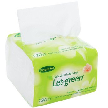 Giấy vệ sinh đa năng Let-green gói 130 tờ 2 lớp (gói nhỏ)