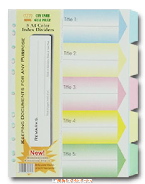 Phân trang hồ sơ 10 số (10 A4 Color Index Dividers)