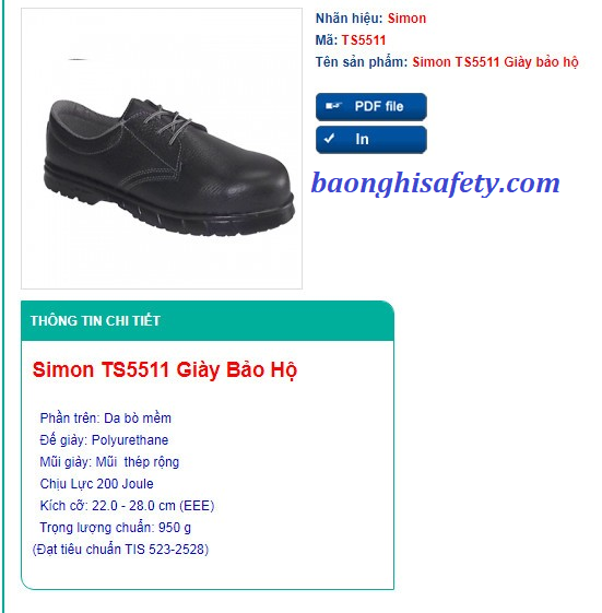 Giày bảo hộ lao động Simon TS5511